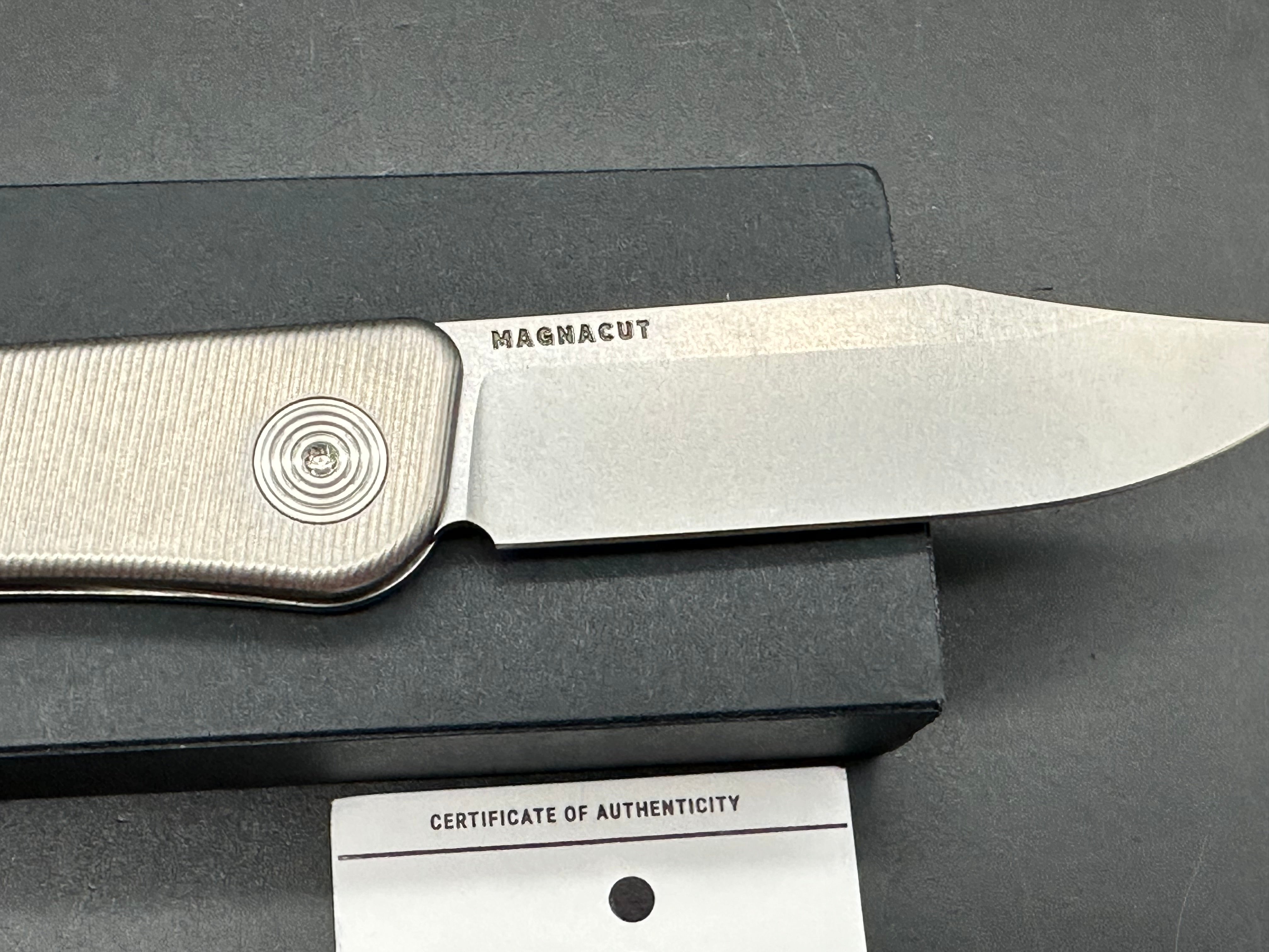 Premium Tactical Bexar Titanium Magnacut Pocket Knife with Leather Slip & Timascus Bead - Perfect for EDC, Outdoor Adventures, and Survival Gear Enthusiasts