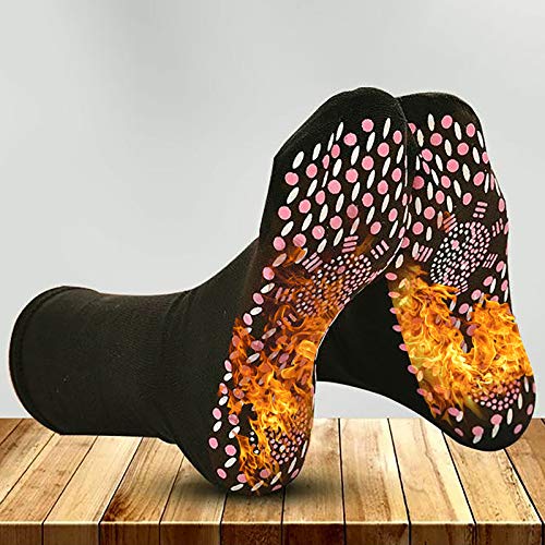 Heated Socks for Men & Women - Self Warming Winter Socks with Tourmaline & Magnetic Therapy - Breathable Thermal Socks for Skiing, Camping, Running, Fishing - Anti-Freeze Cold Weather Footwear (Black)