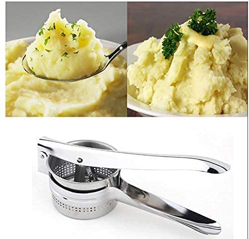 Premium Stainless Steel Potato Ricer & Masher - Heavy Duty Food Press for Vegetables, Fruits & Purees - Multi-Functional Kitchen Utensil (Gift Pack) - Perfect for Making Baby Food, Mashed Potatoes & Juicing