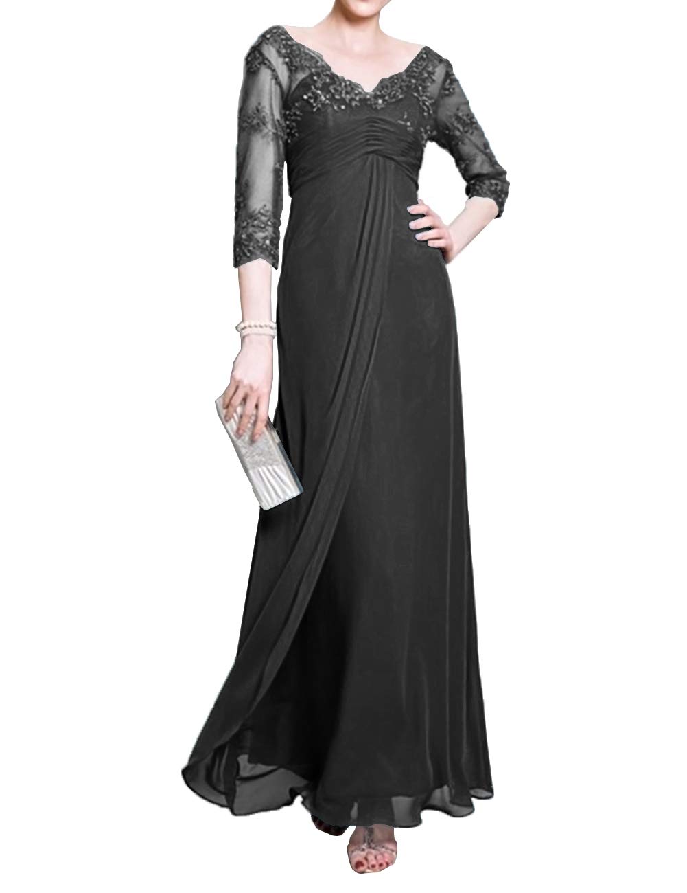 Elegant Long Sleeve Chiffon Mother of The Bride Dress for Beach Wedding - Perfect for Formal Ceremonies & Outdoor Celebrations
