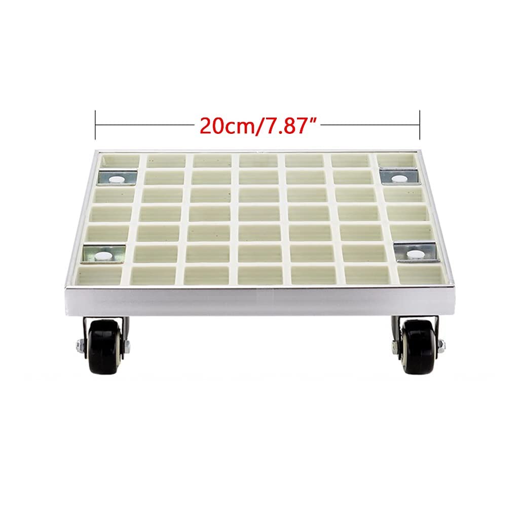 Heavy Duty Rolling Plant Caddy - Square Flower Pot Stand with 4 Lockable Wheels, 330Lbs Capacity Plant Dolly for Indoor Outdoor Use - Perfect for Moving Large Potted Plants, Herbs & Garden Decor (Red, 20cm/7.87inch)