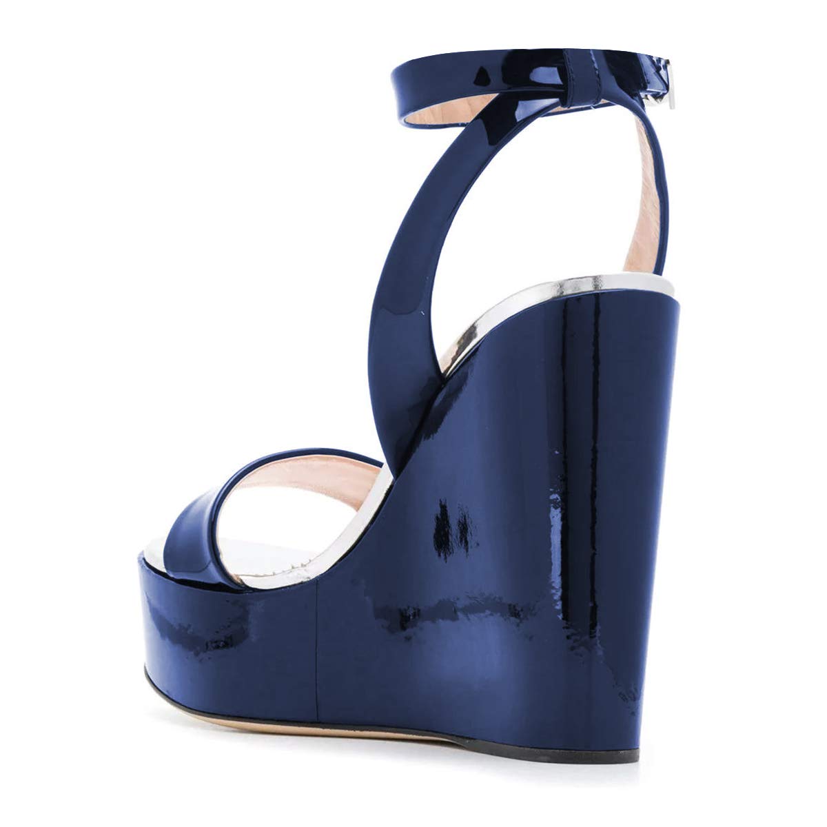 FSJ Women's Open Toe Wedge Sandals - D'Orsay Pumps with Buckle Ankle Straps, Backless Platform Heels for Bridal, Party & Dress Occasions (US Size 4-15) | Comfortable & Sexy Wedding, Prom & Evening Wear Shoes
