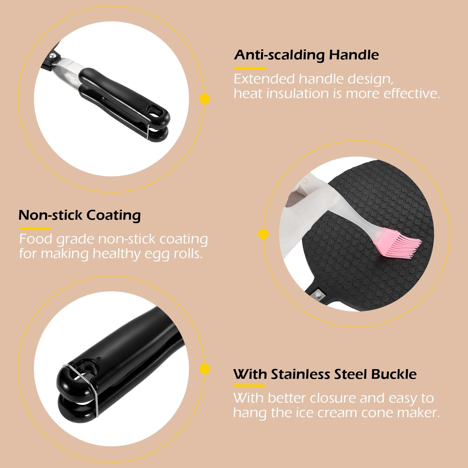 Dyna-Living Non-Stick Waffle Cone Maker - 8.66 Inch Aluminum Ice Cream Cone & Waffle Bowl Machine - Perfect for Homemade Crispy Cones, Egg Rolls & Dessert Bowls (Great for Parties, Ice Cream Shops & Home Baking)