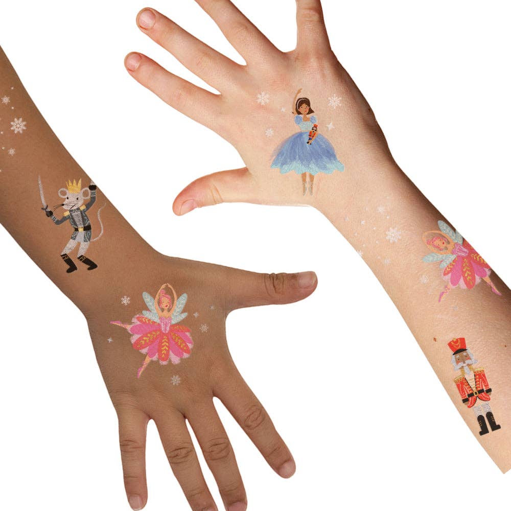 Festive Nutcracker Holiday Temporary Tattoos - Christmas Party, Gift Exchange & Winter Celebration Body Art