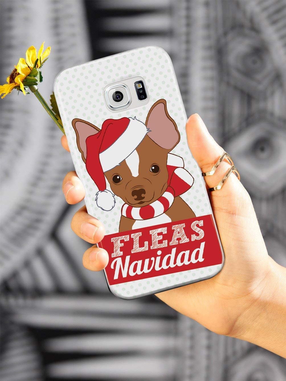 3D Textured Protective Phone Case for Apple iPhone X/Xs - Christmas Chihuahua Design - Fleas Navidas Inspired Cases - Perfect Holiday Gift for Pet Lovers & iPhone Users