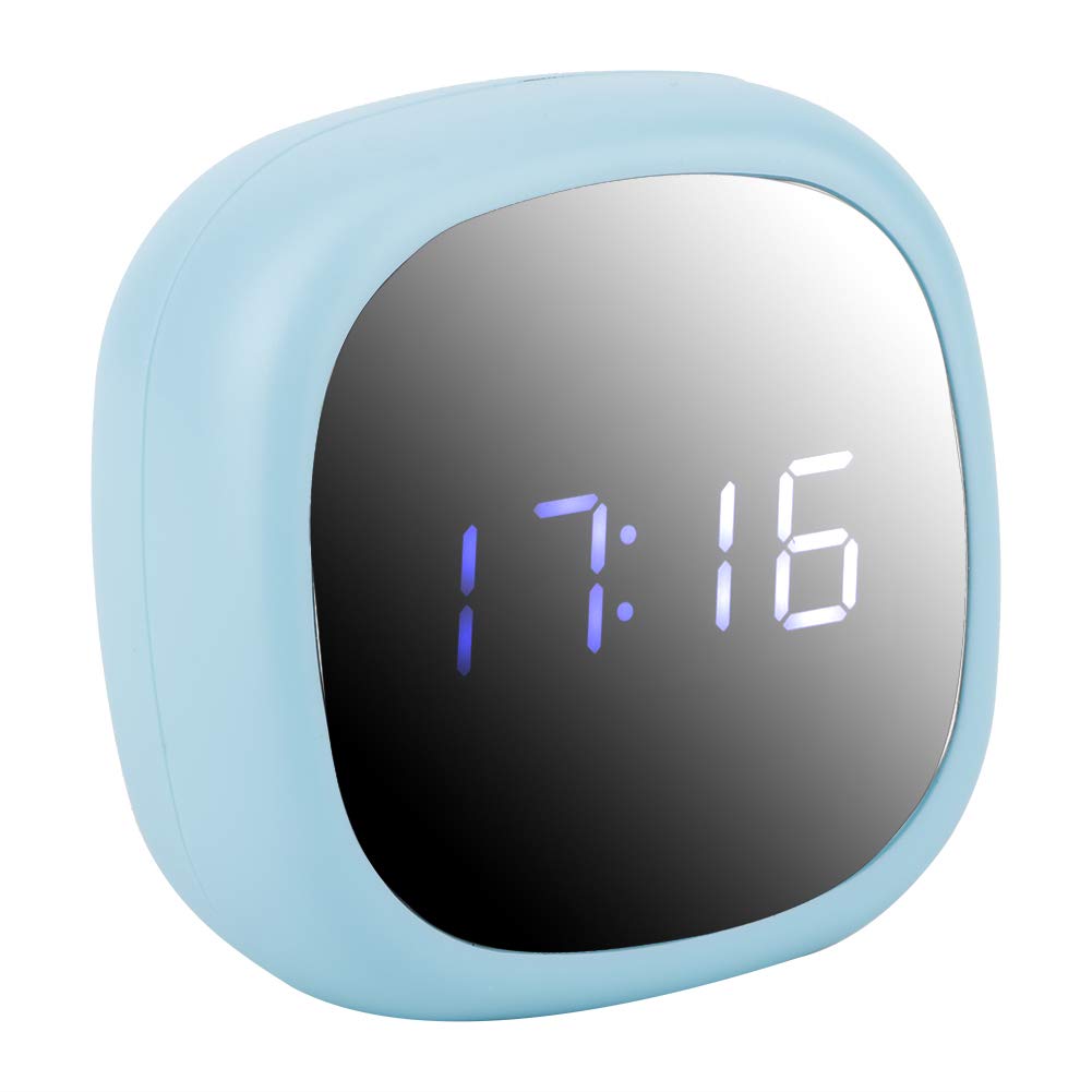 Digital Alarm Clock with Large LED Display - Multifunctional Electric Mirror for Makeup, Loud Alarm for Bedroom & Office - Nightstand Decor for Women & Men (Blue) | Perfect for Morning Routines, Vanity Setup & Home Office Organization