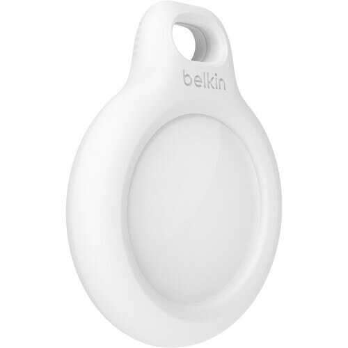 Belkin AirTag Security Keychain Holder - White | Secure & Track Your Keys, Bags & Valuables | Perfect for Travel, Office & Everyday Use