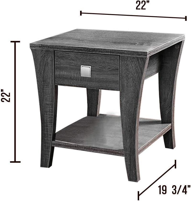 Furniture of America Amity End Table - Modern Gray Side Table for Living Room, Bedroom, or Office - Perfect for Lamps, Books, and Decor