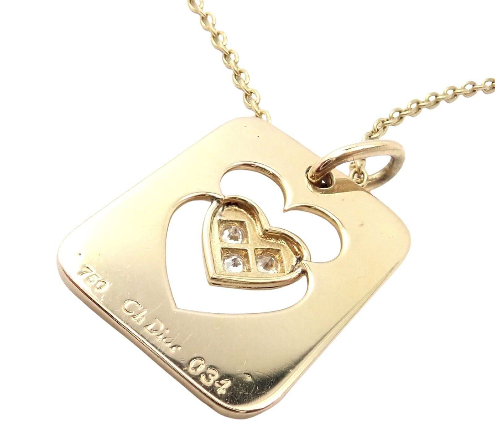 Exquisite Christian Dior 18k Yellow Gold Diamond Ace of Hearts Pendant Necklace - Luxury Jewelry Gift for Women - Perfect for Anniversaries & Special Occasions