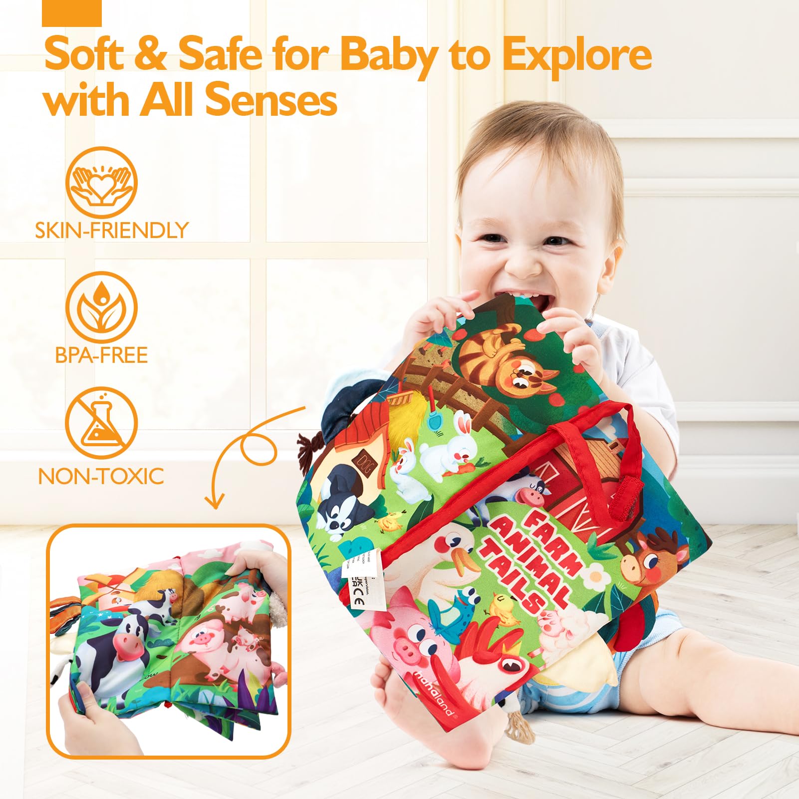 Hahaland High Contrast Baby Books 0-12 Months - Infant Tummy Time Toy & Sensory Touch & Feel Book for Early Learning - Perfect Newborn Gift for Boys & Girls - Great for Nursery, Playtime & Developmental Stimulation