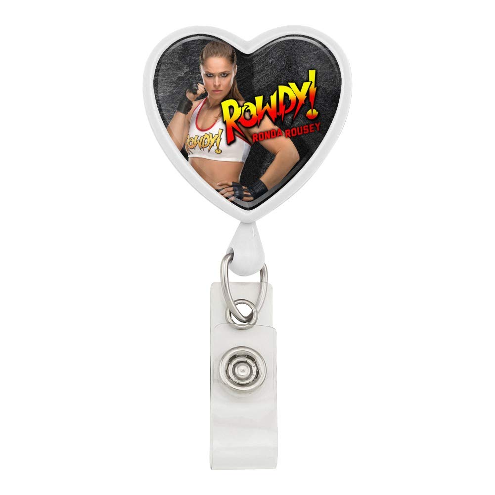 WWE Rowdy Ronda Rousey Heart Lanyard with Retractable Reel - Badge ID Card Holder for Work, Events & Fan Conventions