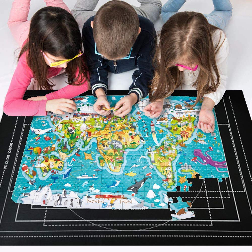 Premium MEISHANG Jigsaw Puzzle Mat - 2000 Piece Felt Puzzle Roll Up Mat for Adults & Kids - Non-Slip Puzzle Board with Storage Bag - Perfect for Family Game Nights, Birthday Gifts & Home Decor