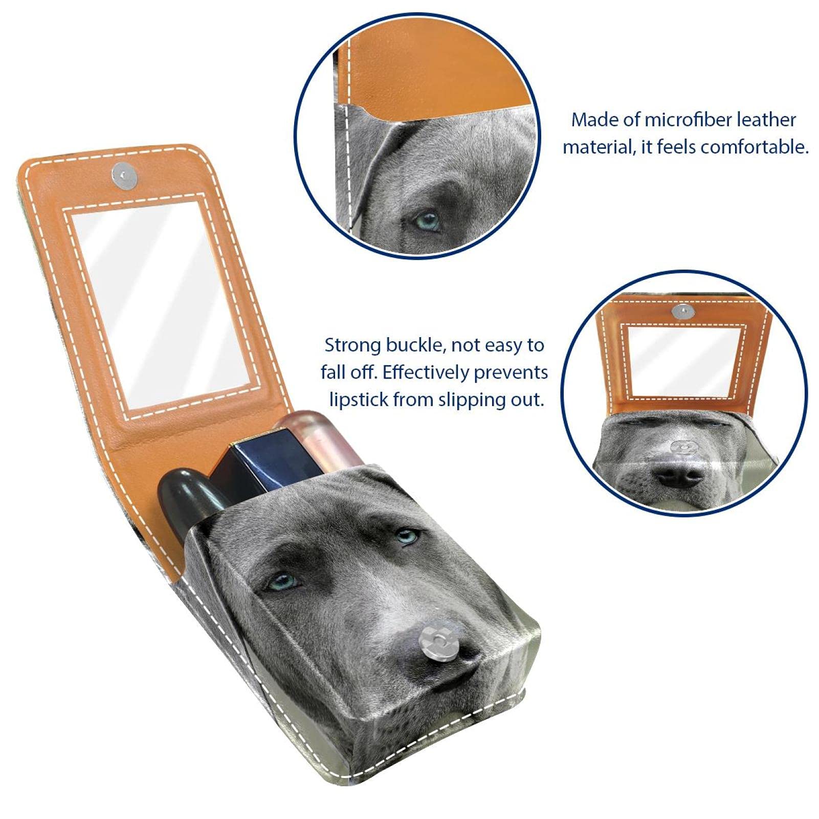 Portable Animal Print Lipstick Case with Mirror - Mini Makeup Organizer Holds 3 Lipsticks - Perfect for Travel, Purse & On-the-Go Touch Ups