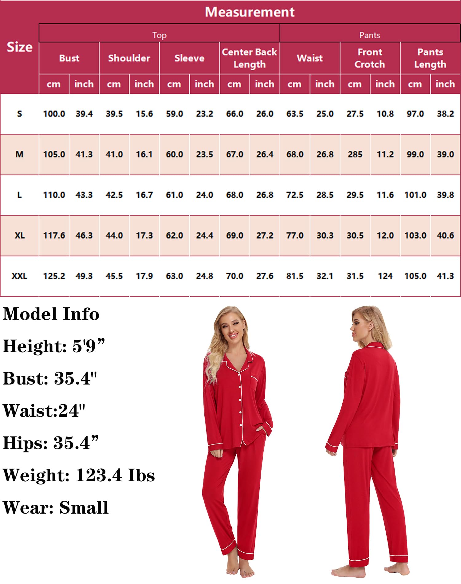 SWOMOG Women's Cotton Pajama Set - Long Sleeve Button Down Sleepwear & Lounge Outfit - Soft Comfy Nightwear for Relaxing at Home or Sleepovers