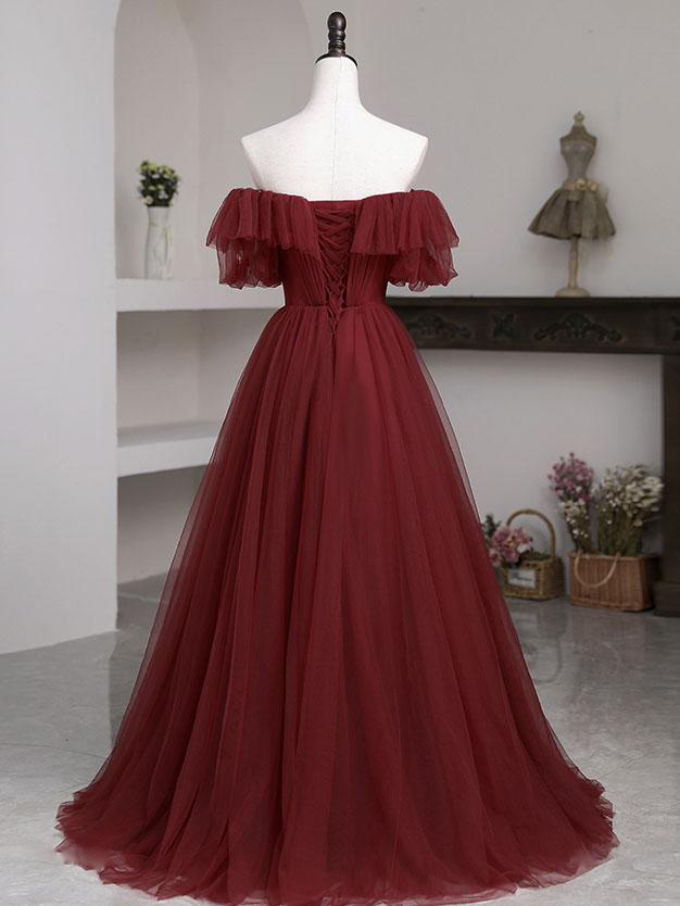 Elegant Burgundy A-Line Long Prom Dresses & Bridesmaid Gowns - Formal Evening Gowns for Homecoming, Weddings & Special Occasions