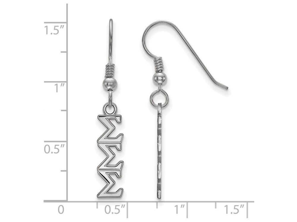 Sterling Silver Sigma Sigma Sigma Small Dangle Earrings - Greek Sorority Jewelry for Women - Perfect for Sisterhood Events, Graduation Gifts & Everyday Wear