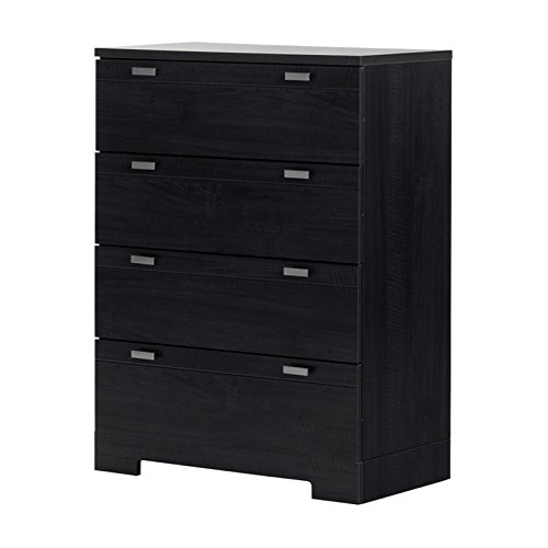 4-Drawer Wooden Dresser for Bedroom - Small Storage Organizer with Vertical Design for Closet & Hallway - Black Wood Chest of Drawers | Perfect for Small Spaces, Apartment Living & Home Organization