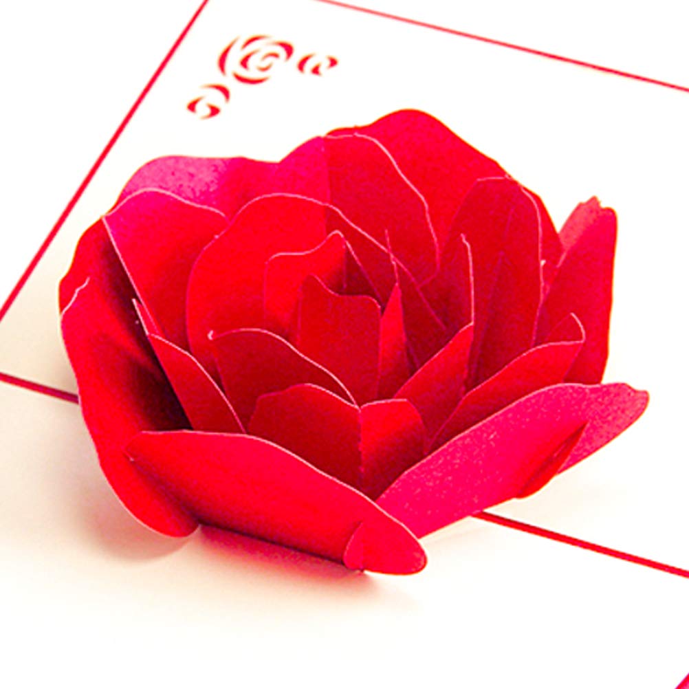 3D Rose Pop Up Greeting Card with Envelope - Valentine's Day, Mother's Day, Birthday Card - Romantic Floral Gift for Anniversaries, Weddings & Special Occasions (Pack of 1)