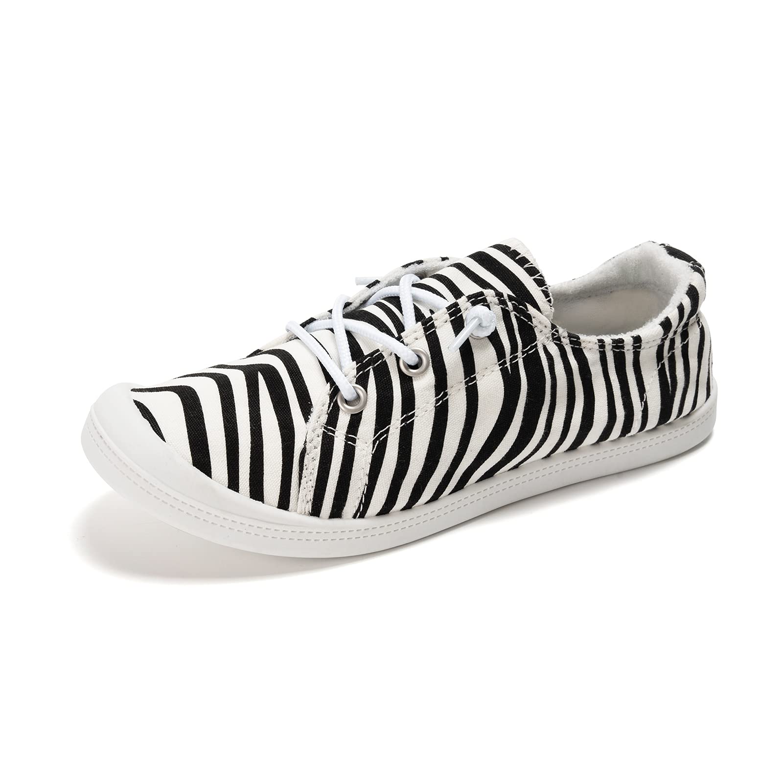 **FunkyMonkey Women's Comfortable Low Top Canvas Slip-On Sneakers - Classic Casual Walking Shoes for Everyday Wear, Travel & Errands**