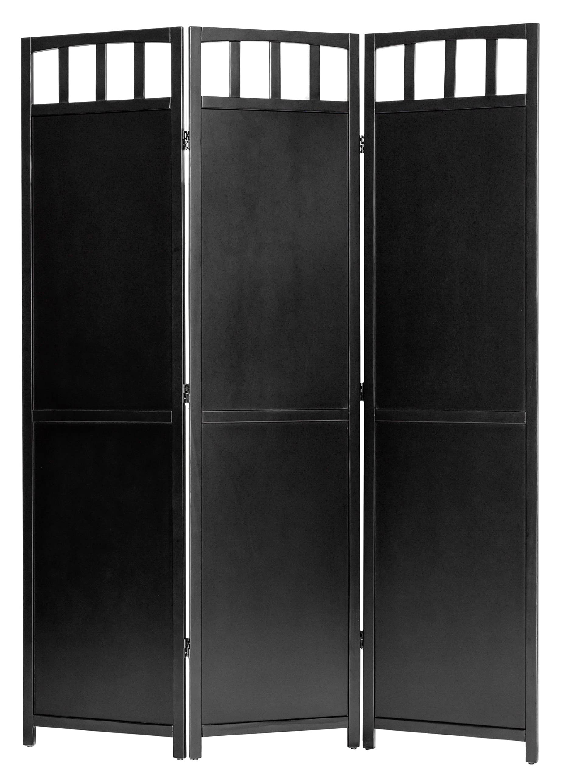 Legacy Decor 3-Panel Solid Wood Privacy Screen Room Divider - 5.8 ft Tall Black Finish for Home Office, Bedroom & Living Room Separation