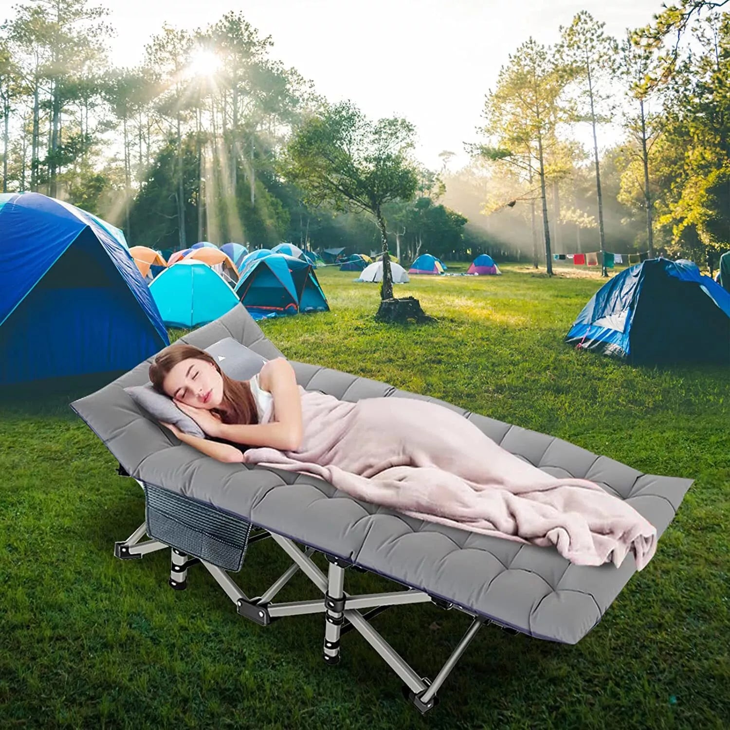 Portable Folding Camping Cot - Lightweight Outdoor Bed for Adults & Kids - Perfect for Camping, Hiking, Backpacking and Emergency Preparedness