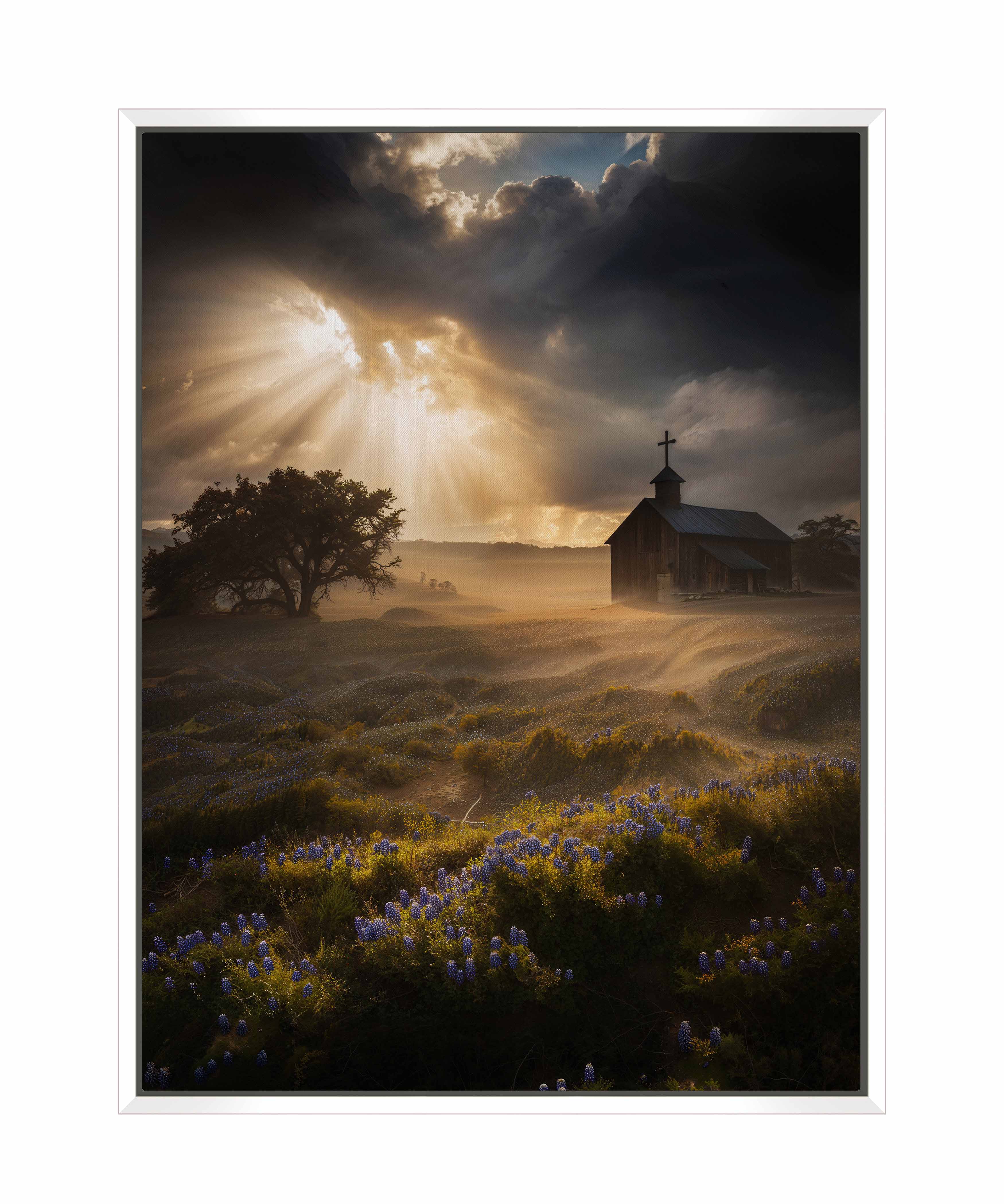 Celestial Rays Over Lone Star Land II - Stunning Galaxy Space Art Print on Gallery Wrapped Canvas - Perfect for Living Room, Bedroom & Office Wall Decor