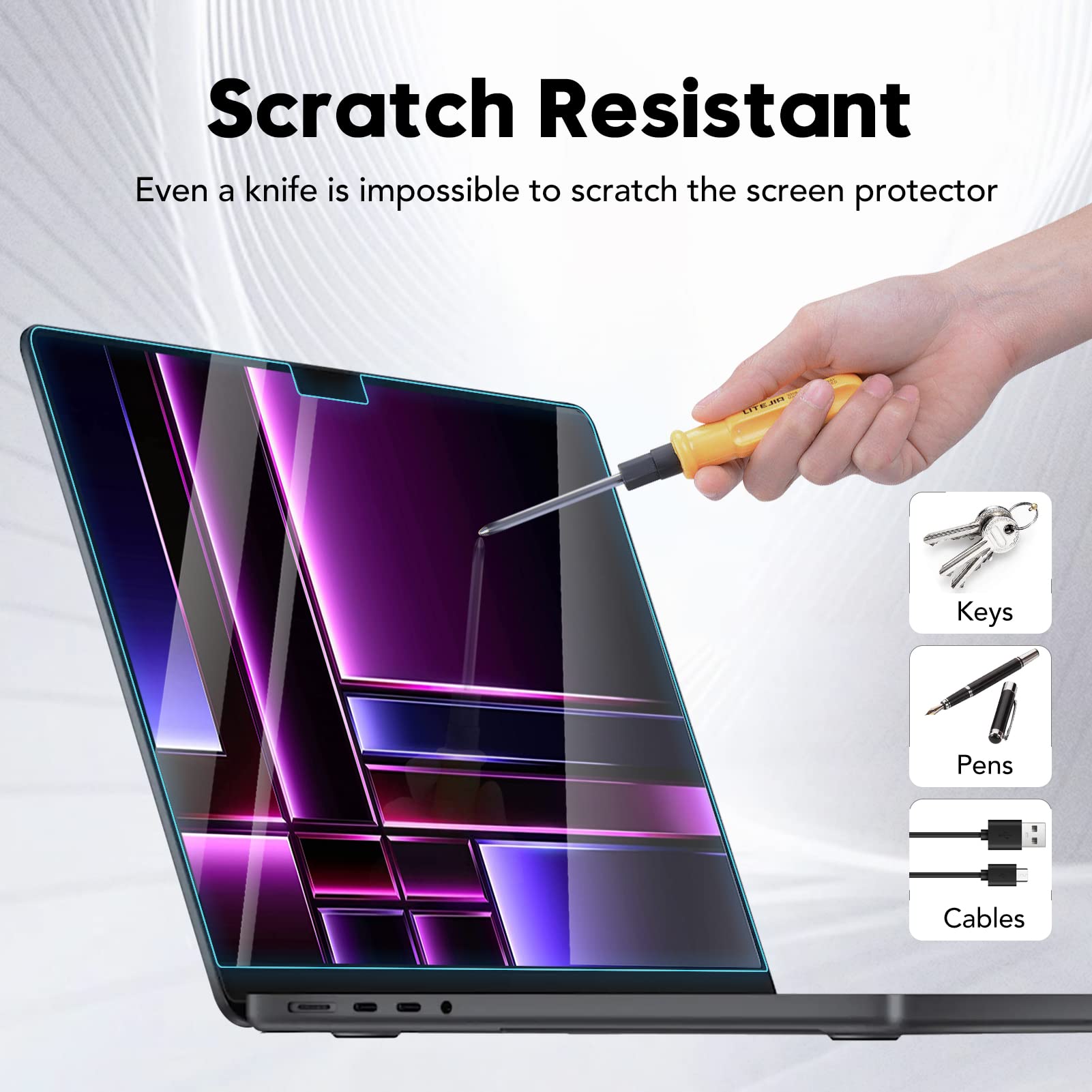 2023 MacBook Pro 14.2'' M2 Pro/M3/M3 Pro/M3 Max Tempered Glass Screen Protector - Ultra Thin, Bubble Free, Scratch Resistant, Touch Sensitive - Perfect for Work, Travel & Home Office Use