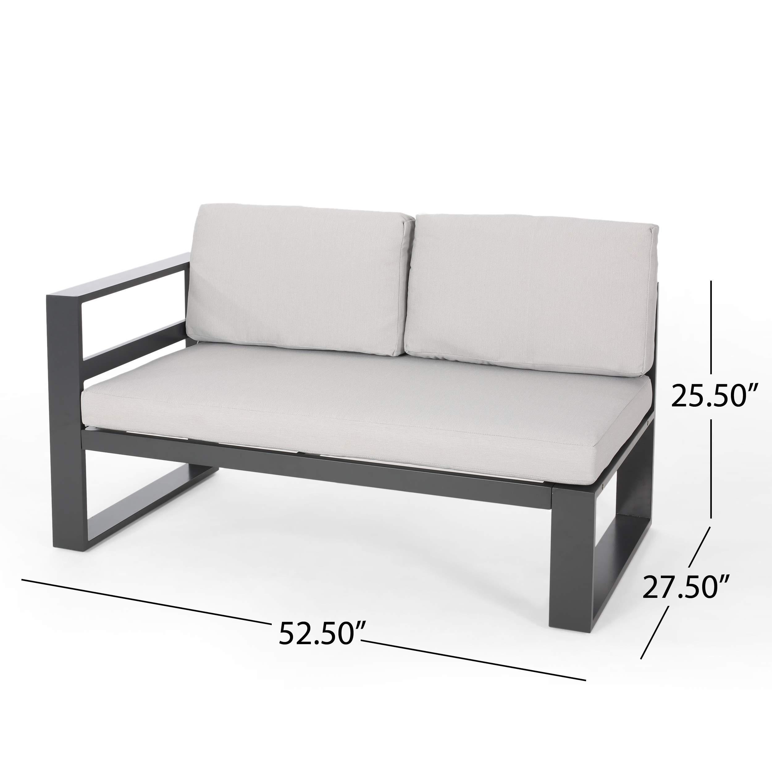 Premium Outdoor Aluminum Sofa Sectional Set with Coffee Table - Beige & Gray Patio Furniture for Garden, Poolside, and Backyard Relaxation