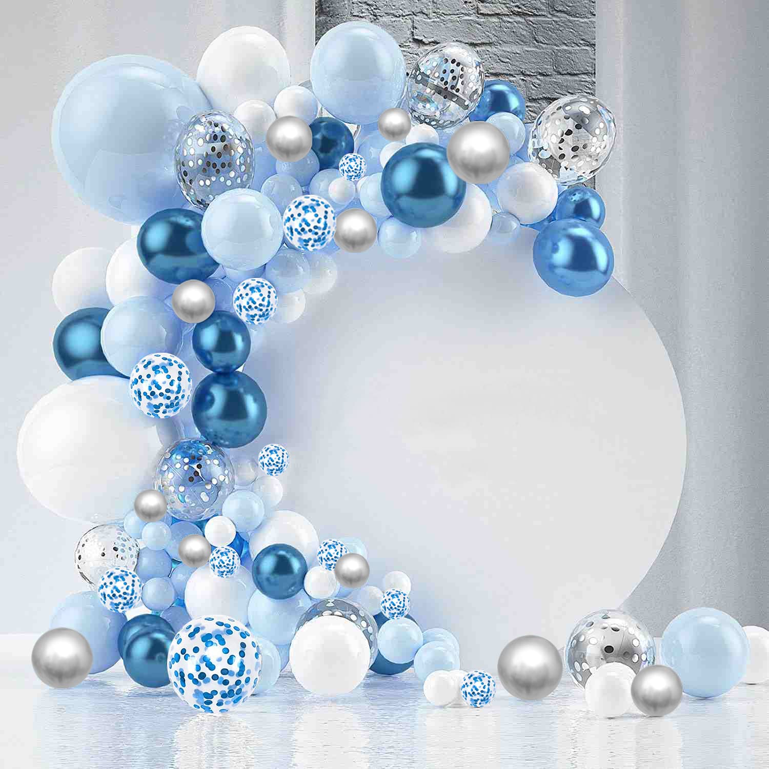 60 PCS Blue Silver White Confetti Balloons 12 Inch - Metallic Party Balloons for Birthday, Baby Shower, Graduation Decorations - Perfect for Indoor & Outdoor Celebrations, Photo Backdrops, and Event Decor