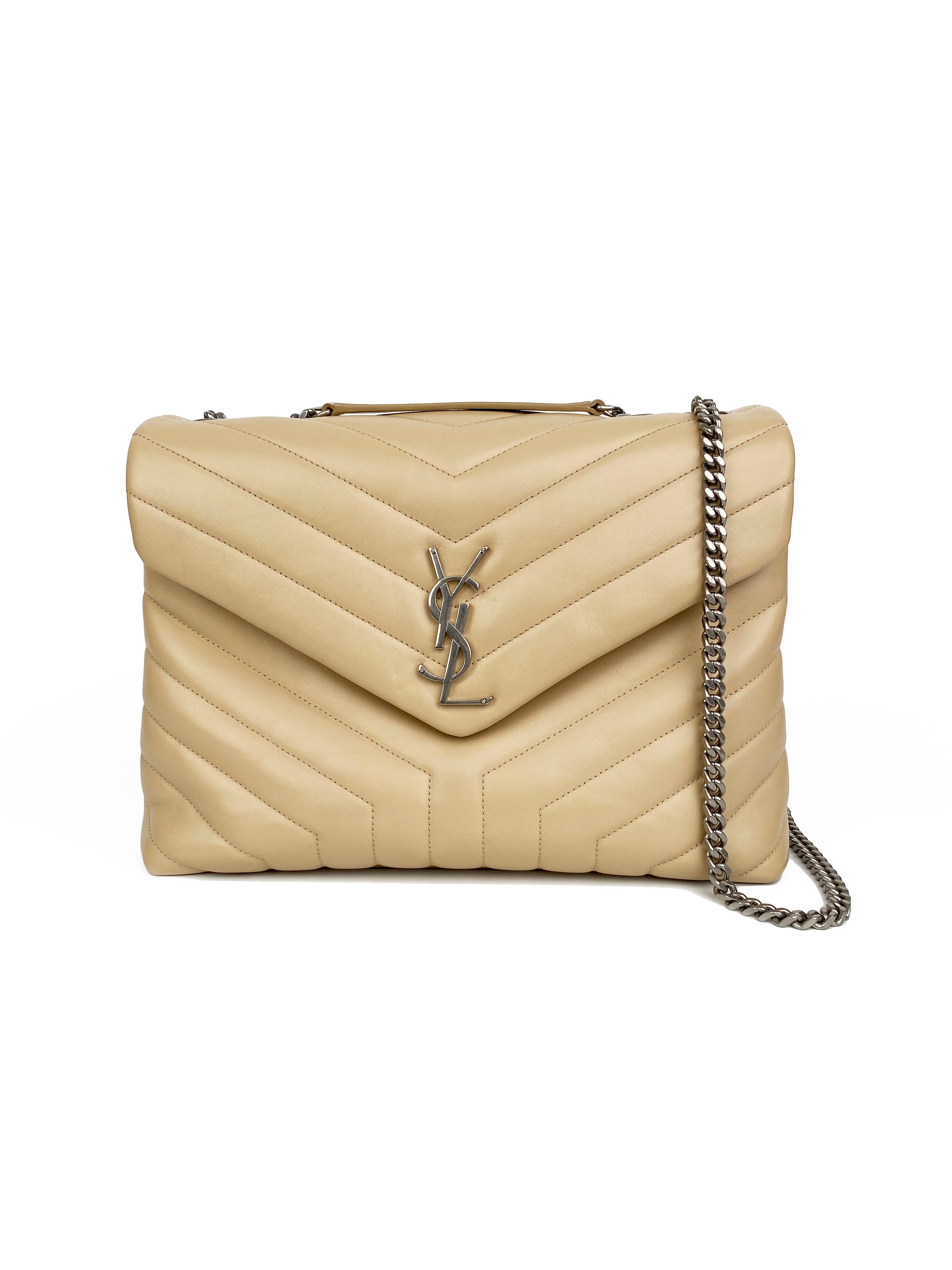 Saint Laurent Medium Beige Loulou Bag - Luxury Designer Shoulder Handbag for Women | Perfect for Work, Evening Events & Everyday Use