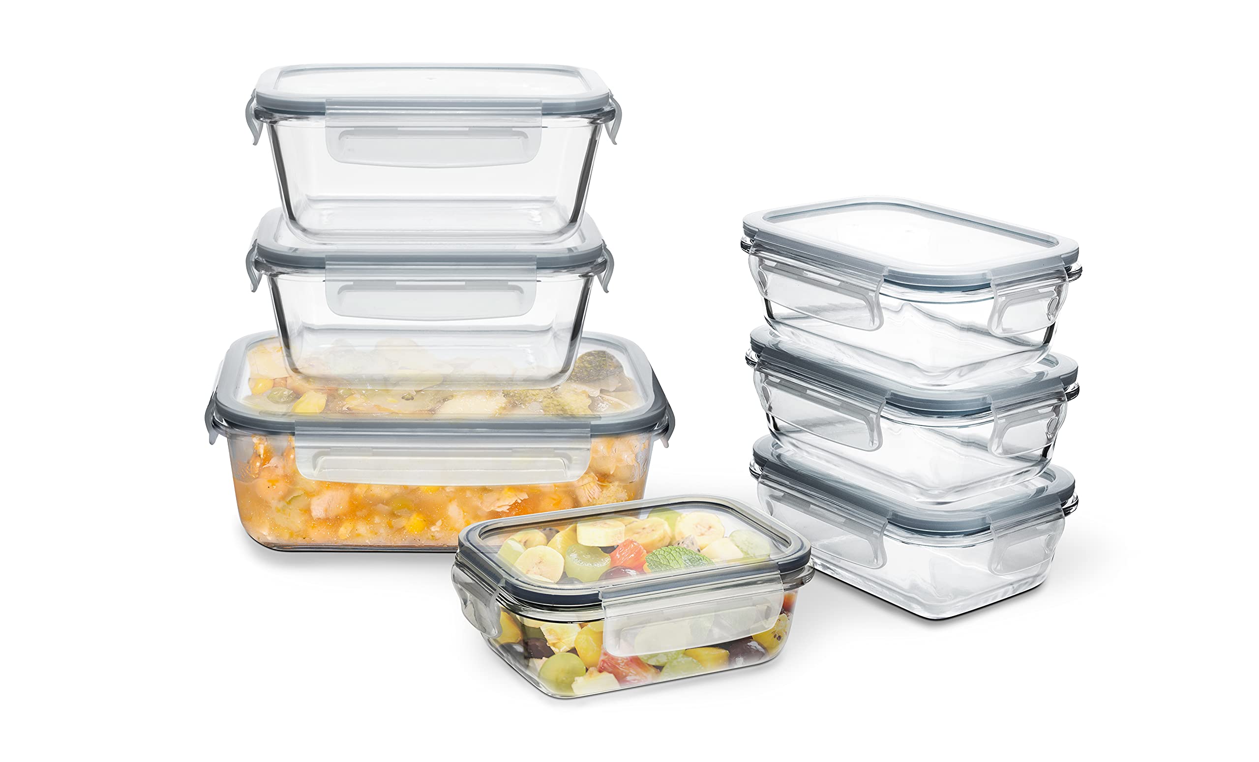 14-Piece Glass Food Storage Containers with Airtight Lids - BPA-Free, Leakproof Kitchen Organizers for Meal Prep, Leftovers & Pantry Organization (Perfect for Home, Office & Dorm)