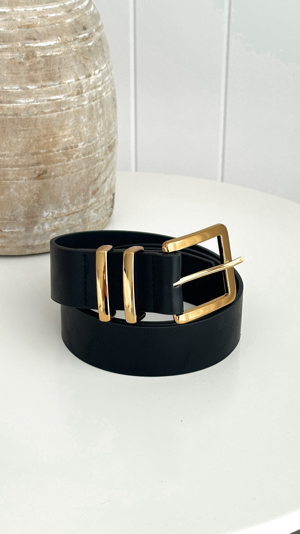 Jabilo Belt for Men - Premium Black & Gold Buckle - Stylish Dress & Casual Wear Accessory for Office, Party & Everyday Outfits