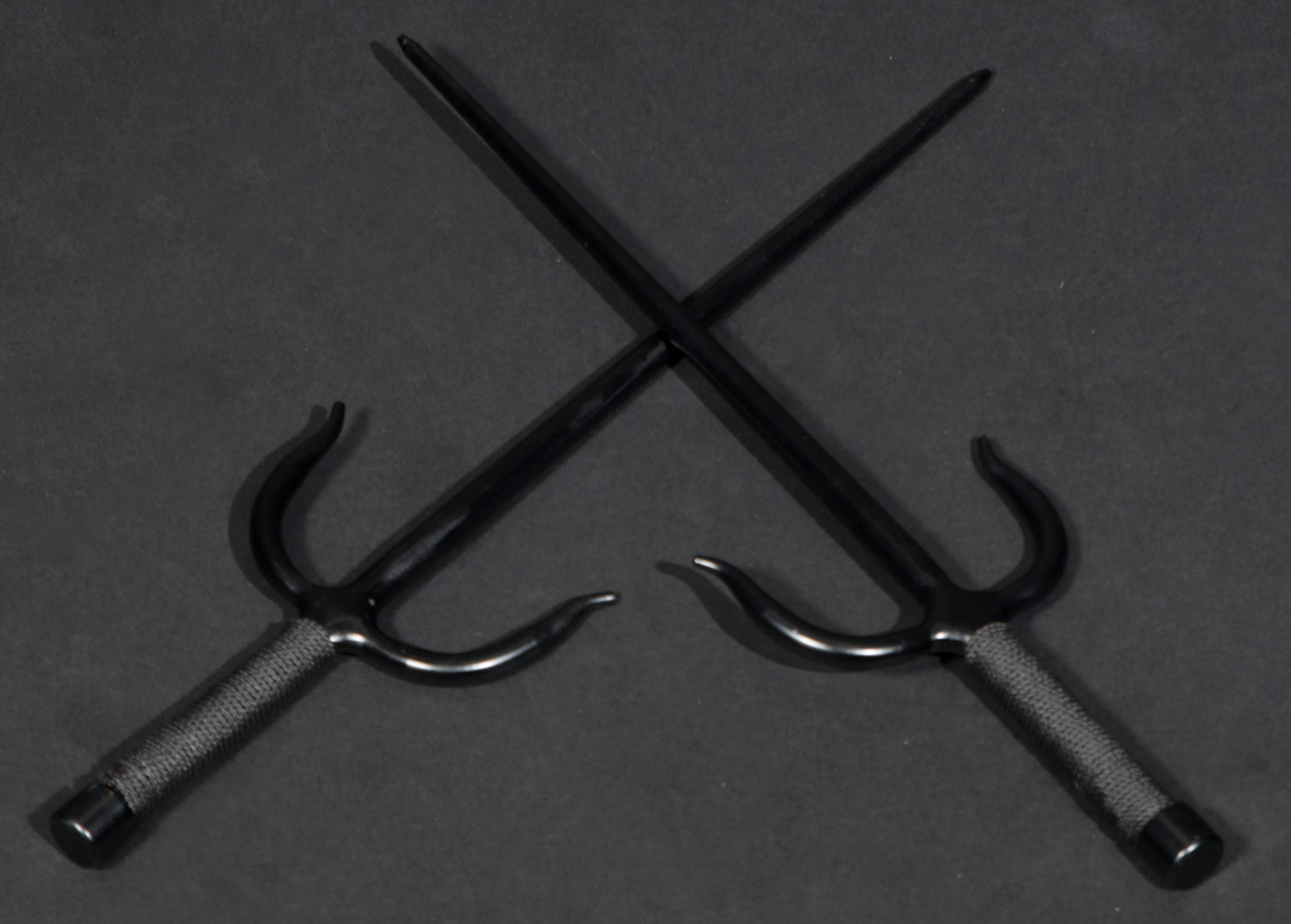 SAI Professional KOBUDO - Solid Wrought Iron Octagonal Martial Arts Training Weapons with String Grip (Pair) - Perfect for Kobudo Practice, Self-Defense Training & Martial Arts Enthusiasts
