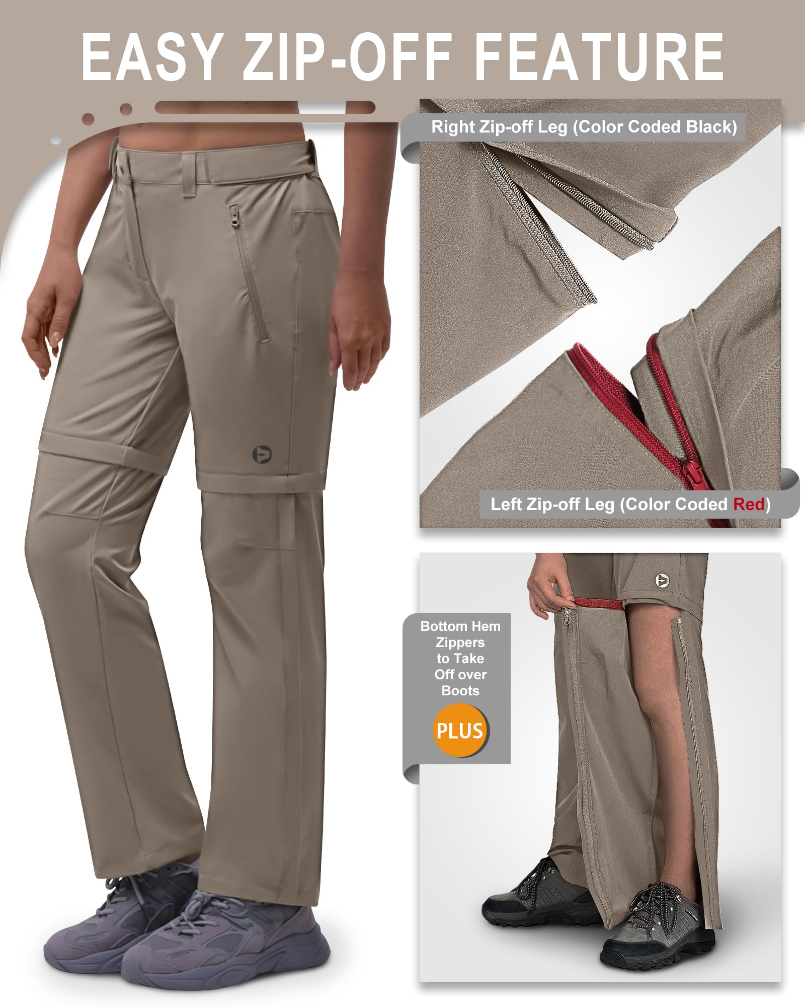 Outdoor Ventures Women's Convertible Hiking Pants - Quick Dry, Lightweight Stretch Zip-Off Cargo Pants for Hiking, Camping & Travel | Perfect for Outdoor Adventures