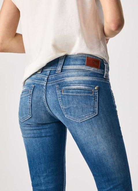 Pepe Jeans Women's Straight Leg Denim Jeans - Classic Blue Stretch Comfort Fit for Everyday Wear | Casual, Office & Weekend Outfits