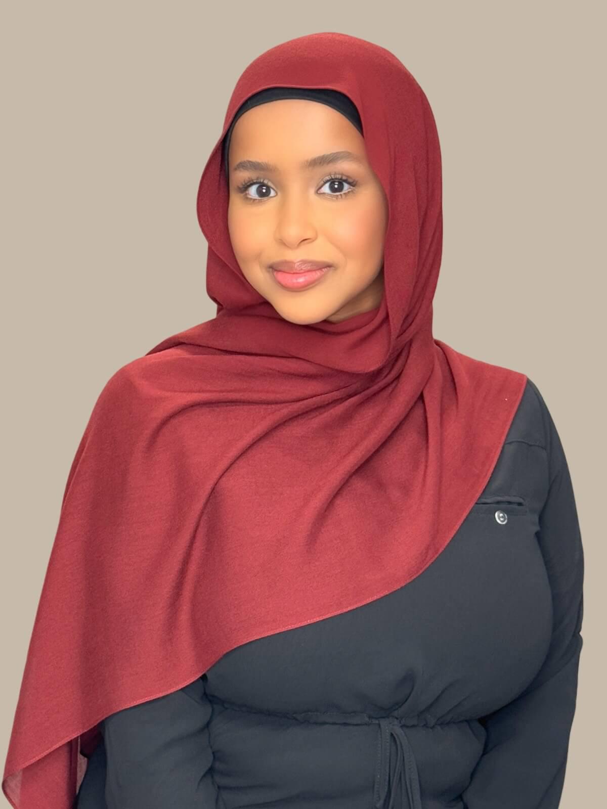 Royal Burgundy Cotton Modal Hijab - Soft & Breathable Headscarf for Women - Perfect for Daily Wear, Prayer, and Special Occasions
