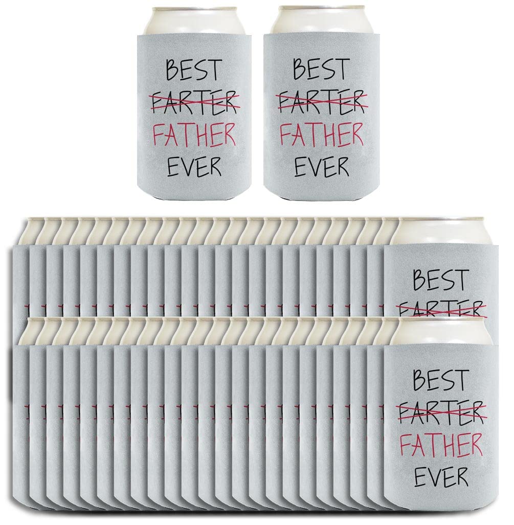 48-Pack Funny Dad Gifts From Daughter - Best Farter Father Ever Drink Can Coolers for Beer & Soda - Perfect for Father's Day, Birthday & BBQ Parties