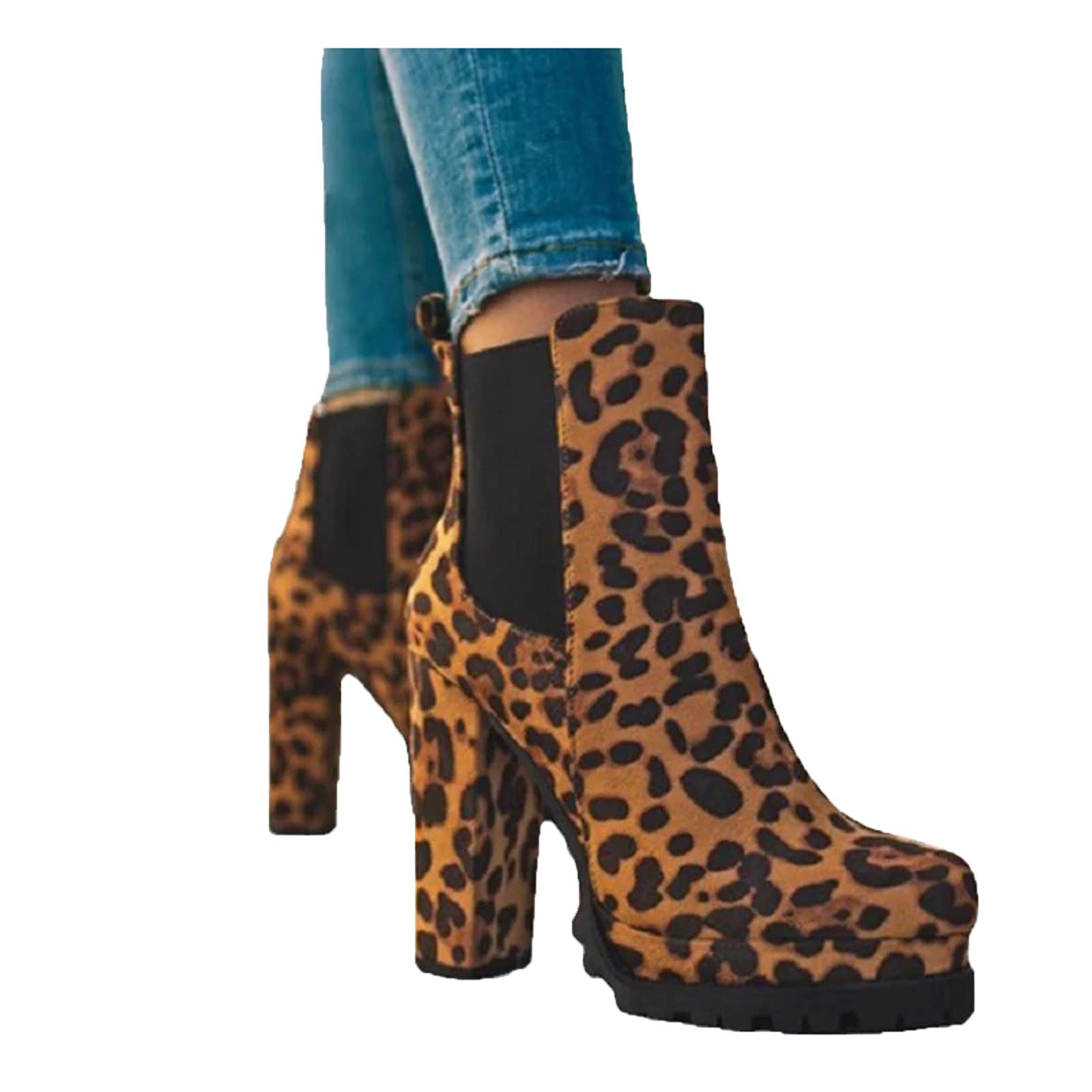 Gloneld Women's Fashion Boots - Casual Zipper High Heel Winter Boots with Round Toe & Short Platform | Slip-On Design for Work, Dating & Winter Outfits