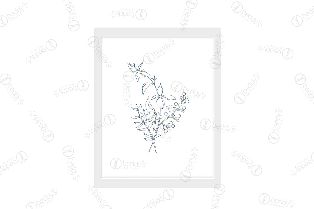 Navy Blue Farmhouse Floral Wall Art Print - Digital Download for Home Decor, Living Room, Bedroom & Office