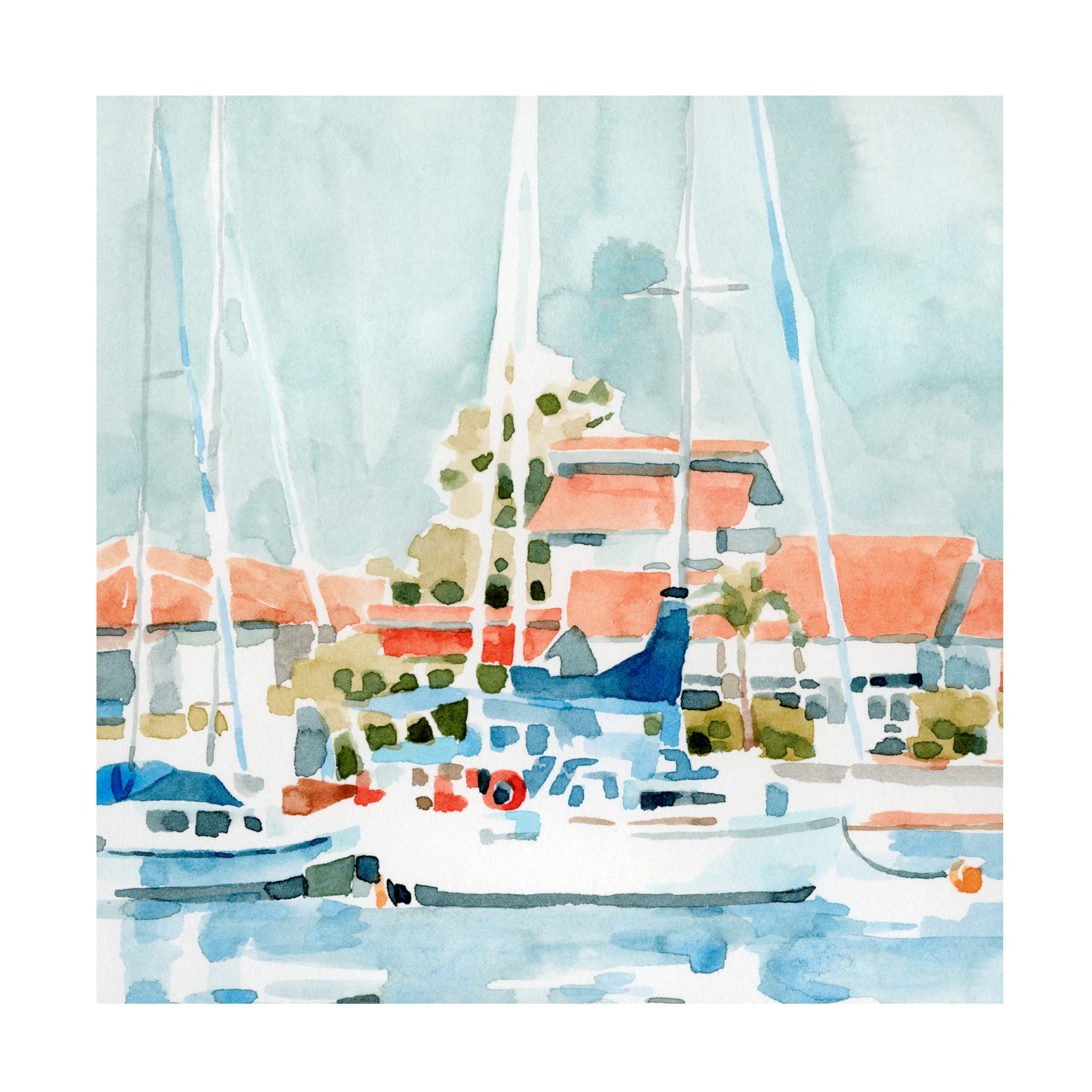 Emma Caroline 'Beach Town Summer I' Canvas Wall Art Print - Coastal Decor for Living Room, Bedroom & Office - Perfect Beach House & Vacation Home Decor
