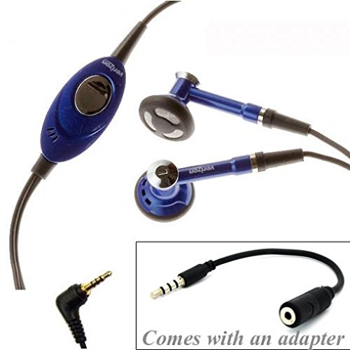 Verizon Wired Headset with Microphone - Hands-Free Dual Earbuds for Motorola Moto G7/G7 Power/G7 Play - Includes 2.5mm to 3.5mm Adapter (Blue) - Perfect for Driving, Office Calls & Online Meetings