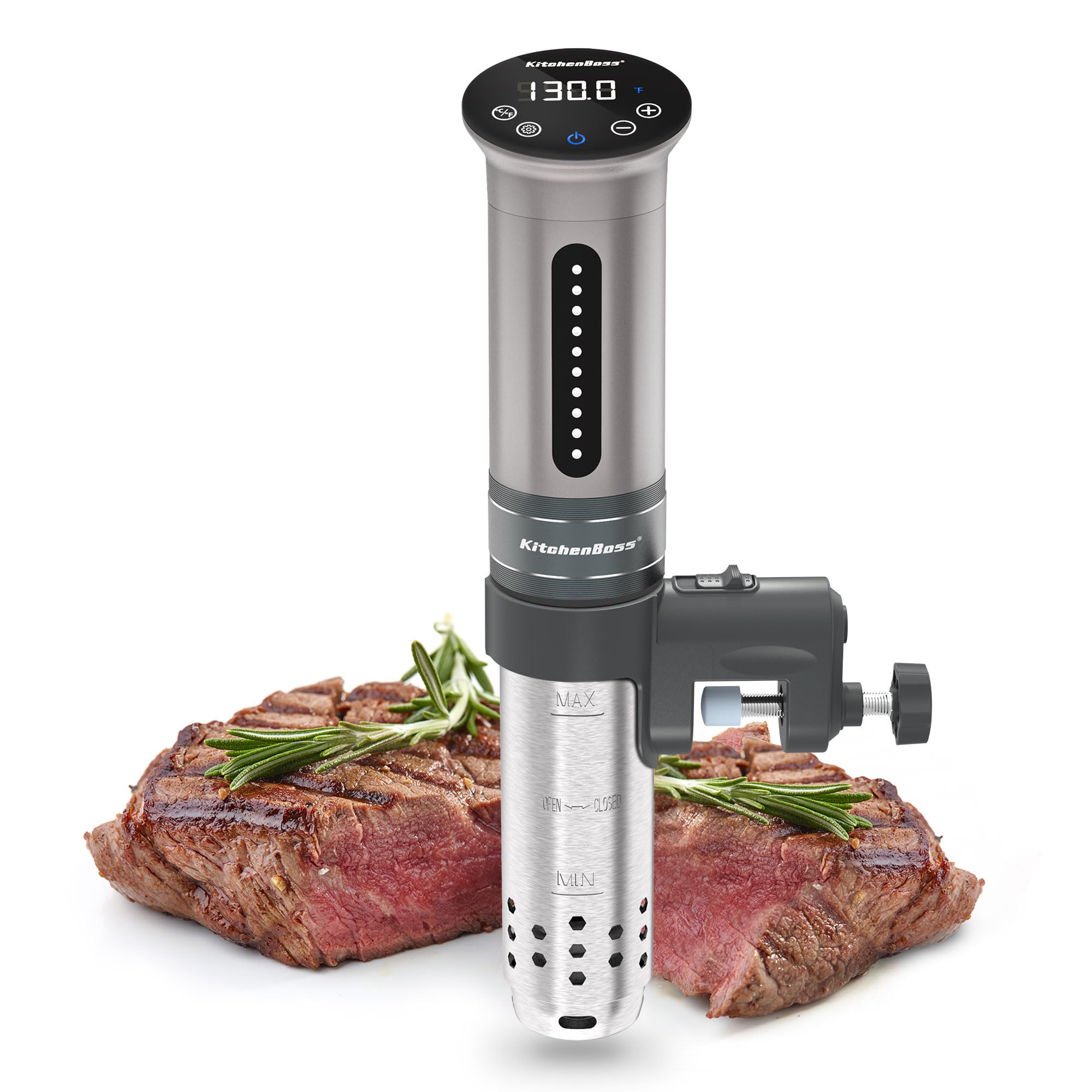 KitchenBoss 1100W IPX7 Waterproof Sous Vide Precision Cooker with Digital Temperature Control - Silver G310 | Professional Immersion Circulator for Steak, Chicken, Fish & Vegetables | Perfect for Home Chefs & Restaurant Use