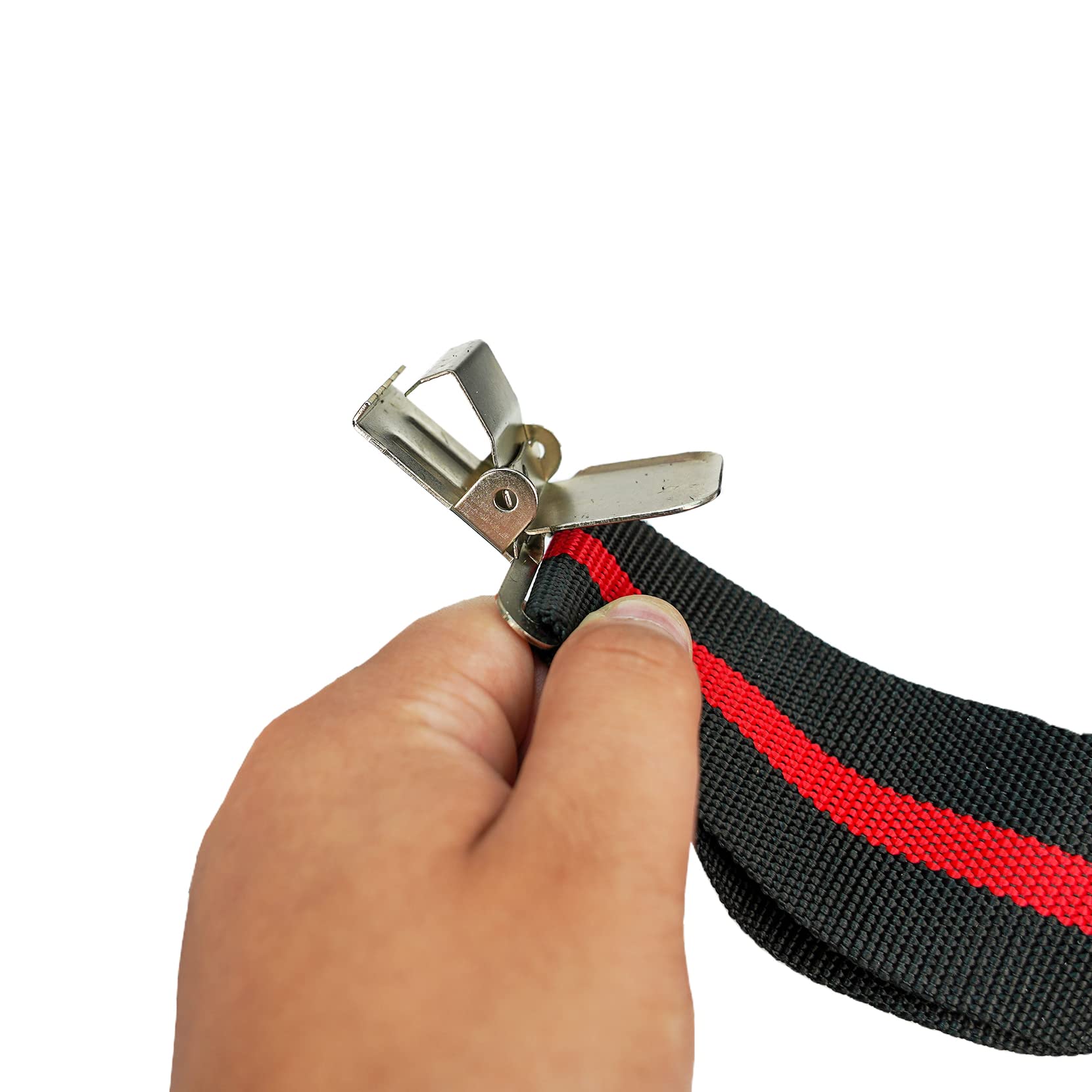 Heavy Duty Tool Belt Suspenders with Movable Shoulder & Padded Support - Adjustable Work Belt Suspenders for Construction, Carpentry & DIY Projects (Red Strip)