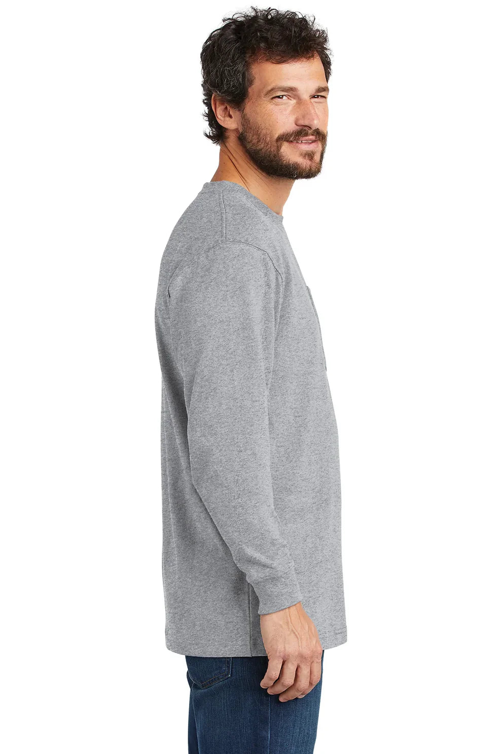 Carhartt Men's Workwear Pocket Long Sleeve T-Shirt - Durable Heather Grey Cotton Shirt for Construction & Outdoor Work | Northern Lights Locating & Inspection | Ideal for Job Sites, Hunting & Heavy Duty Activities