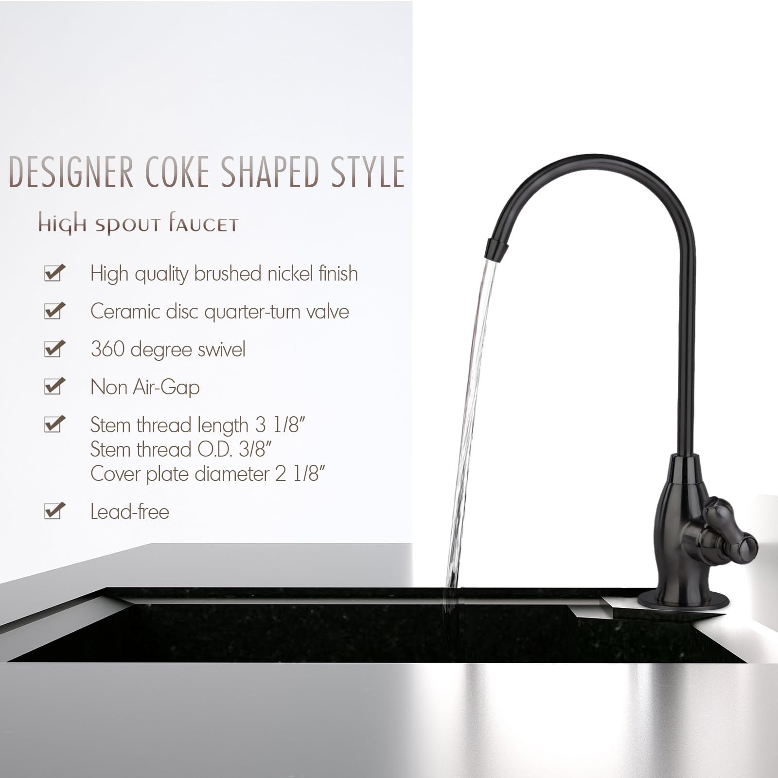 iSpring GK1-ORB Heavy Duty Reverse Osmosis Faucet - High Spout Kitchen Sink Drinking Water Faucet with Oil Rubbed Black Finish | Contemporary RO Faucet for Clean Drinking Water | Perfect for Home, Office, and RV Use