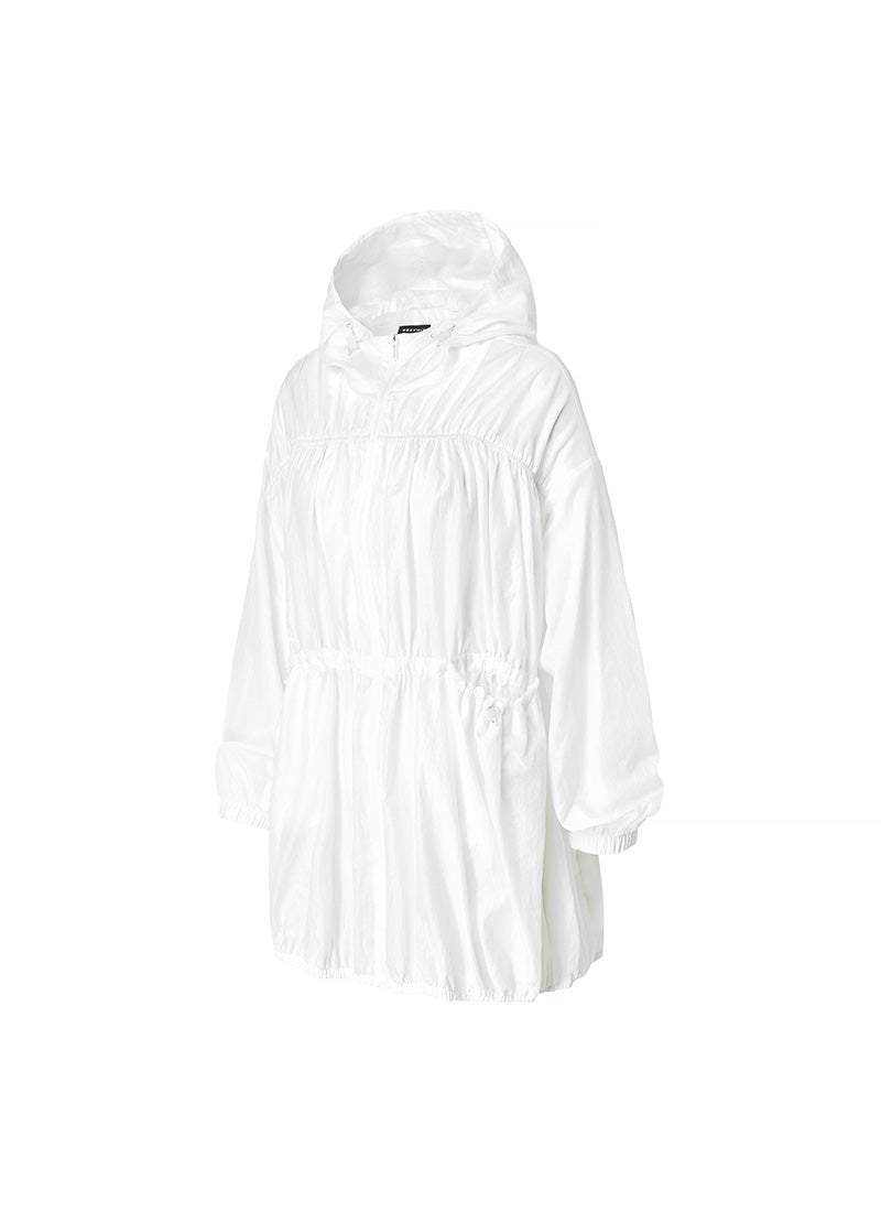 Stylish Airy Balloon Shirring Hood Long Jacket - Trendy Oversized Outerwear for Women | Perfect for Casual Outings, Layering & Streetwear Fashion