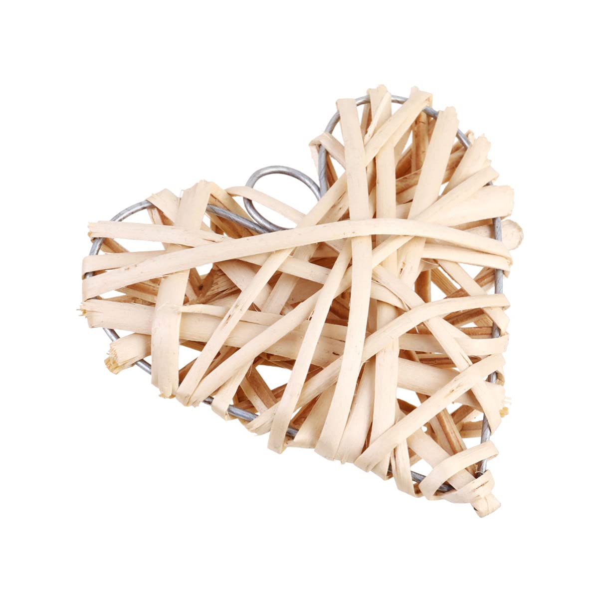 Beavorty 6-Pack Natural Wicker Heart Balls - 10cm Decorative Rattan Ornaments for DIY Crafts, Vase Fillers, Hanging Pendants | Perfect for Wedding Decor, Baby Shower, Holiday Party & Home Decoration | Rustic Boho Style Home Accents