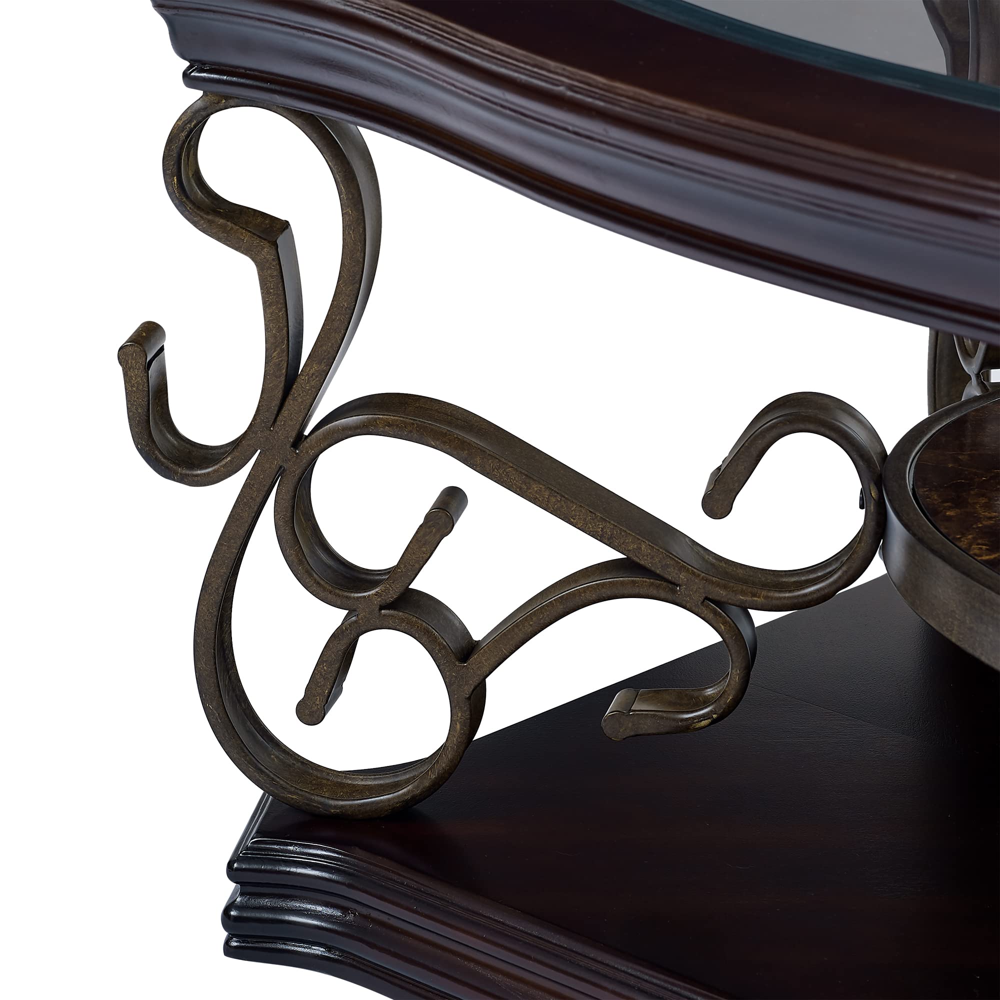 Vintage Oval Coffee Table with Tempered Glass Top and Middle Shelf - Traditional Cocktail Table for Living Room - Easy Assembly Home Furniture - Perfect for Small Spaces, Apartments and Cozy Living Rooms