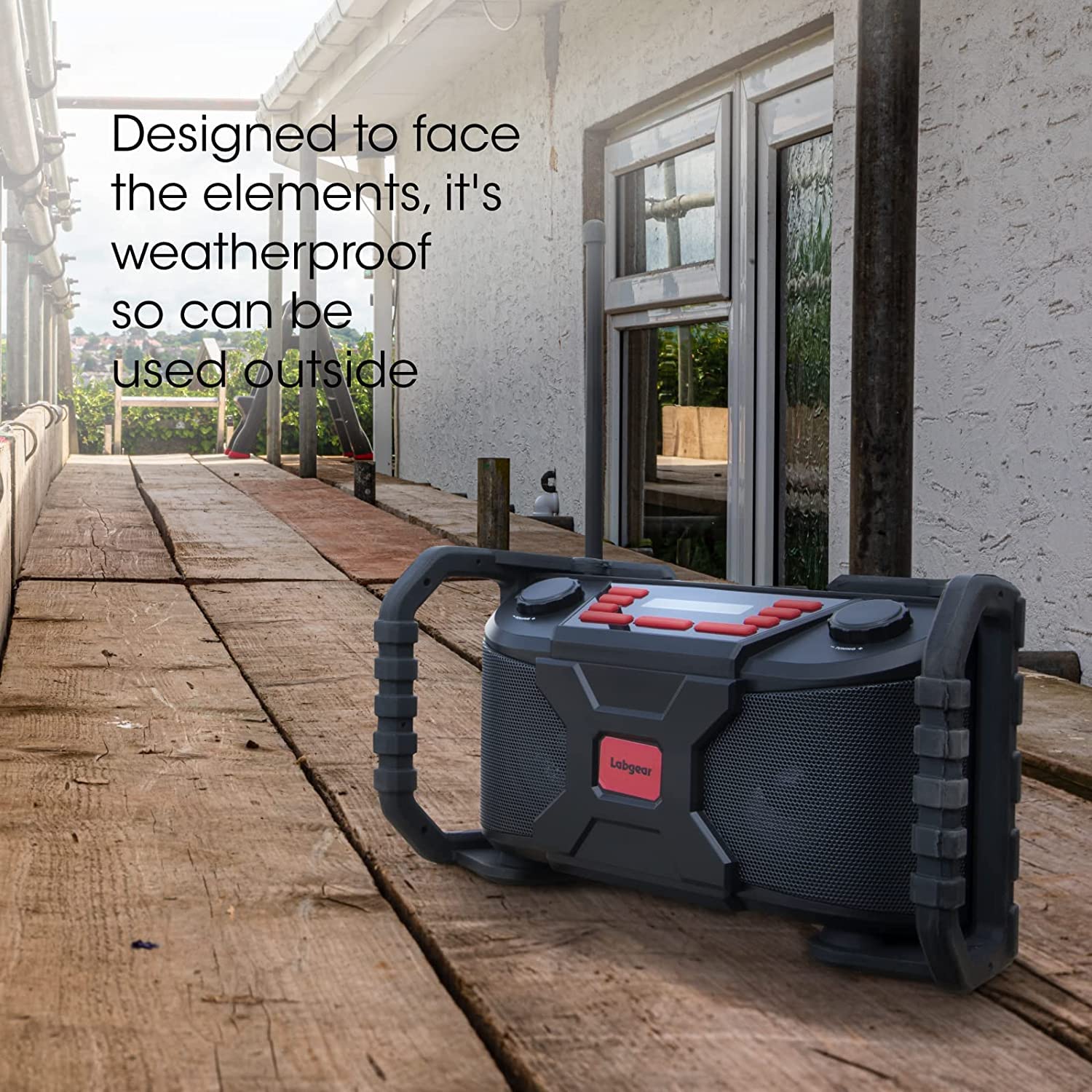 Labgear Rugged Water-Resistant Bluetooth Speaker with DAB/DAB+ & FM Radio | Portable Digital Radio with Stereo Sound, Large LED Display & USB Charging | Perfect for Construction Sites, Camping & Outdoor Adventures