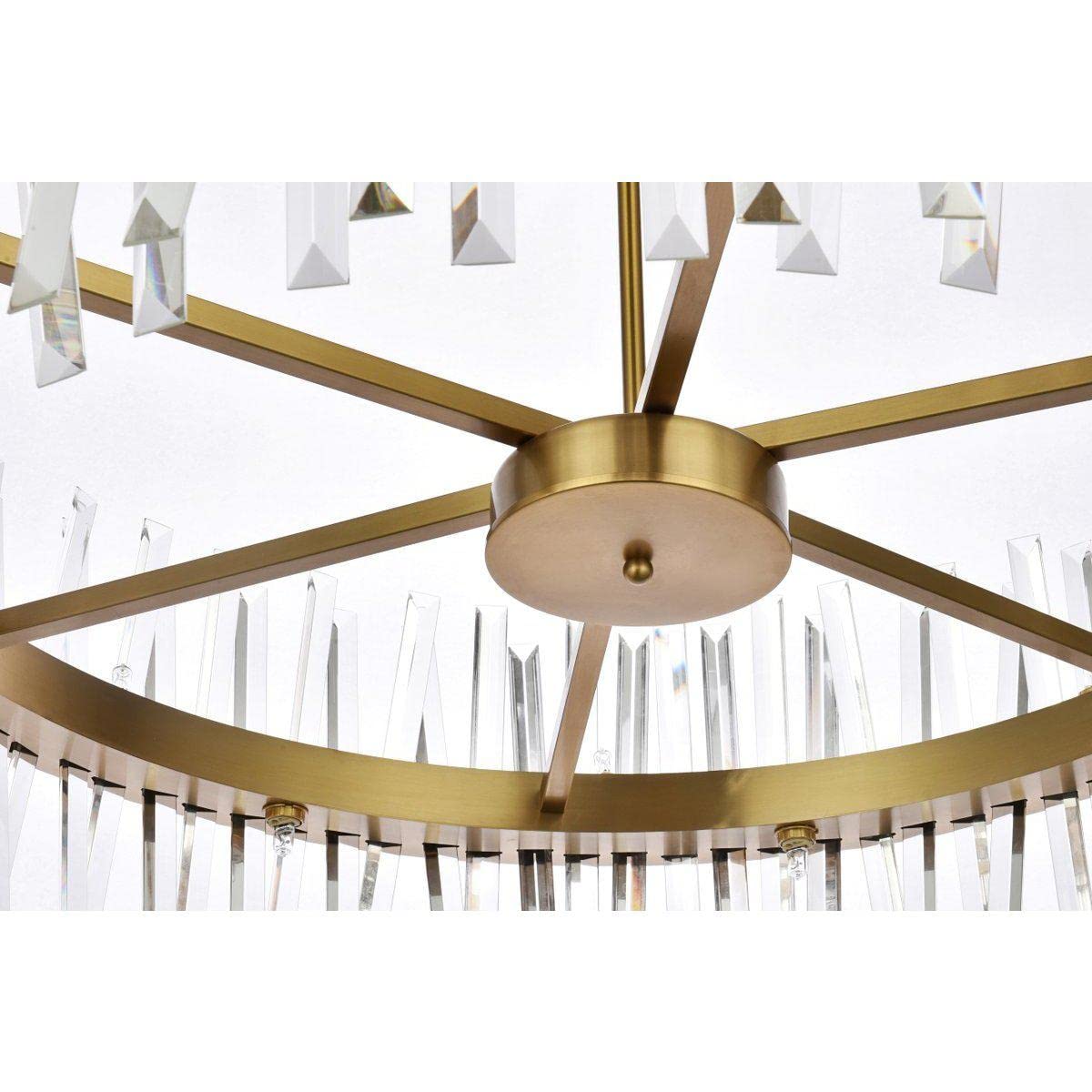 36 Inch Crystal Round Chandelier Light in Satin Gold - Elegant Dining Room & Bedroom Ceiling Fixture - Perfect for Luxury Home Decor & Wedding Venues